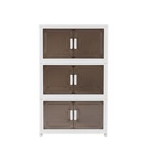 VESTA Πλαστική Ντουλάπα Αποθήκευσης 3όροφη 55x32x94cm 5kg με Ημιδάφανα Πορτάκια και Ροδάκια