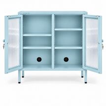STEELEN COLOR Μεταλλική Ντουλάπα 80x40x90cm Πάχους 0.8mm Εσωτερικού Χώρου Βιτρίνα με Τζάμι και Πόδια Baby Blue