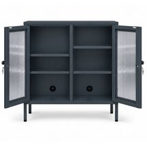 STEELEN COLOR Μεταλλική Ντουλάπα 100x40x70cm Πάχους 0.8mm Εσωτερικού Χώρου Βιτρίνα με Τζάμι και Πόδια Slate Grey