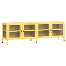 STEELEN COLOR Μεταλλικό Ντουλάπι - Έπιπλο Τηλεόρασης 160x45x55cm Πάχους 0.8mm Εσωτερικού Χώρου Βιτρίνα με Πόδια και Τζάμι Butter Yellow