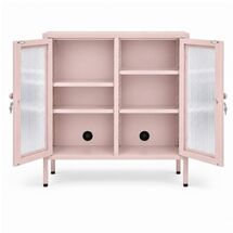 STEELEN COLOR Μεταλλική Ντουλάπα Βιτρίνα με Τζάμι 100x40x70cm Πάχους 0.8mm Εσωτερικού Χώρου και Πόδια Baby Pink