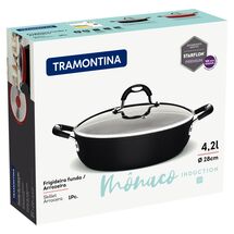 TRAMONTINA Κατσαρόλα Ρηχή Monaco Induction Ø28 με Αντικολλητική επίστρωση Starflon Premium - 4.2lt Μαύρη