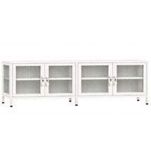 STEELEN COLOR Μεταλλικό Ντουλάπι - Έπιπλο Τηλεόρασης 160x45x55cm Πάχους 0.8mm Εσωτερικού Χώρου Βιτρίνα με Πόδια και Τζάμι White