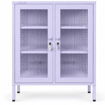 STEELEN COLOR Μεταλλική Ντουλάπα 100x40x70cm Πάχους 0.8mm Εσωτερικού Χώρου Βιτρίνα με Τζάμι και Πόδια Lilac