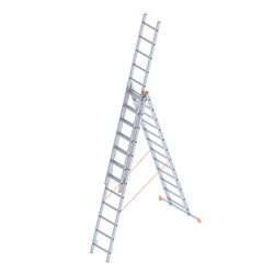 Σκάλα Αλουμινίου 3x12 Σκαλιά Επαγγελματική 8.14m Αναπτυσσόμενη Τριπλή με Βάση Στηρίγματος 20.2kg Αντοχή 150kg SN7312