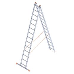 Σκάλα Αλουμινίου 2x14 Σκαλιά Αναπτυσσόμενη 6.79m Διπλή-Σχήμα ''Λ'' με Βάση Στηρίγματος 15.5kg Αντοχή 150kg SN7214