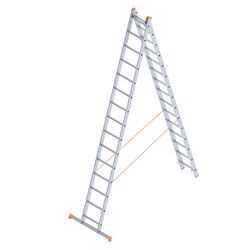 Σκάλα Αλουμινίου 2x15 Σκαλιά Αναπτυσσόμενη 7.33m Διπλή-Σχήμα ''Λ'' με Βάση Στηρίγματος 20.3kg Αντοχή 150kg SN7215