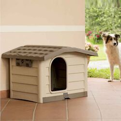 BAMA ITALY Σπίτι Σκύλου 110x94x77cm X LARGE με Ρυθμιζόμενη Οροφή και Αφαιρούμενο Πάτωμα 15kg Μπεζ/Καφέ BUNGALOW LARGE