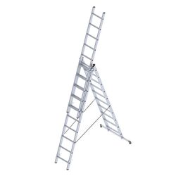 Σκάλα Αλουμινίου 3x10 Σκαλιά Επαγγελματική 6,48m Αναπτυσσόμενη Τριπλή με Βάση Στηρίγματος 14,5kg Αντοχή 150kg