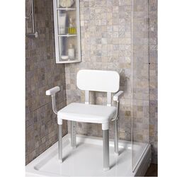 Κάθισμα-Καρέκλα Μπάνιου 54x42x85cm με Ρυθμιζόμενο Ύψος MAX Αντοχή 150kg Βάρος 4.1kg Αλουμινίου-Πλαστικό Λευκό