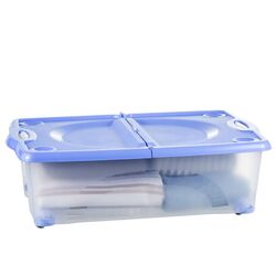 BAMA ITALY Κουτί Αποθήκευσης 59x39x18cm 27lt με Περιστρεφόμενες Ρόδες 360ᵒ Πλαστικό Διάφανο-Μπλε CONTENITORE ROTOBOX