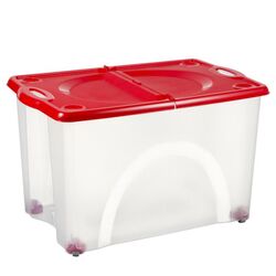 BAMA ITALY Κουτί Αποθήκευσης 59x39x36cm 54lt με Περιστρεφόμενες Ρόδες 360ᵒ Πλαστικό Διάφανο-Κόκκινο CONTENITORE ROTOBOX