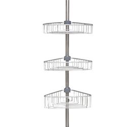 Τηλεσκοπική Ραφιέρα Μπάνιου 3όροφη Γωνία 35x21.5x135-270cm Ρυθμιζόμενο Ύψος με 3 Ράφια Αλουμινίου (Χωρίς Εργαλεία)