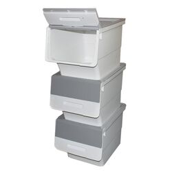 Κουτί Αποθήκευσης Πολυχρηστικό Τριπλό 99lt 35x45x96cm Πλαστικό Με Ρόδες 4.48kg Γκρί-Λευκό