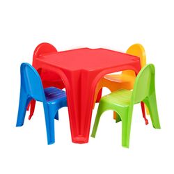 STARPLAY Σετ Πλαστικό Τραπέζι 55x55x37.5cm + 4 Πλαστικές Καρέκλες 35x28x41cm (x4) KEREN SET