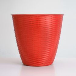 Κασπώ Στρογγυλό Πλαστικό με Σχέδιο Ψάθα Ø19x18cm Κόκκινο BAMA Ιταλίας