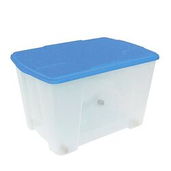 Κουτί Αποθήκευσης 56.5x39x35cm Πλαστικό 51lt με Ρόδες Βάρος 2kg Διάφανο με Μπλε Καπάκι Artplast Ιταλίας