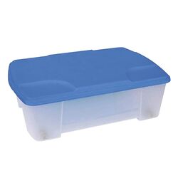 Κουτί Αποθήκευσης 56.5x39x19cm Πλαστικό 26lt με Ρόδες Βάρος 1.5kg Διάφανο με Μπλε Καπάκι Artplast Ιταλίας