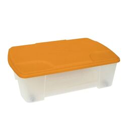 Κουτί Αποθήκευσης 56.5x39x19cm Πλαστικό 26lt με Ρόδες Βάρος 1.5kg Διάφανο με Πορτοκαλί Καπάκι Artplast Ιταλίας