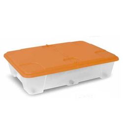 Κουτί Αποθήκευσης 79.5x59x20cm Πλαστικό 60lt με Ρόδες Βάρος 2.45kg Διάφανο με Πορτοκαλί Καπάκι Artplast Ιταλίας