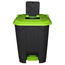 Κάδος Απορριμάτων 50lt 43x41x56cm Πλαστικός 3.8kg με Εσωτερικό Κάδο 36x29x47.5cm + Πεντάλ + Ρόδες +  Μικρό Ανοιγόμενο Καπάκι Μαύρο - Πράσινο