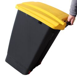 Κάδος Σκουπιδιών 70lt 44x52x73cm 3.7kg Πλαστικός Επαγγελματικός/Οικιακός με Ρόδες και Χειρολαβή Μαύρο - Κίτρινο