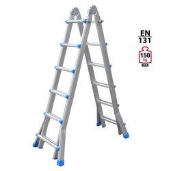 Σκάλα Αλουμινίου Επαγγελματική 4x6 Σκαλιά Multi use Μέγιστο Ύψος 6.22m Αντοχή 150kg Βάρος 13.3kg με Πιστοποίηση EN131 2