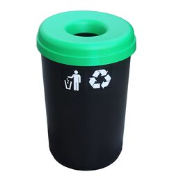 Κάδος Ανακύκλωσης 60lt Ø41x62.5cm 1.91kg Πλαστικός με Άνοιγμα Ø14cm στο Καπάκι Μαύρο-Πράσινο Ελλάδας