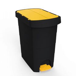 Κάδος Απορριμάτων 9lt Πλαστικός 18.5x27.5x31cm Επαγγελματικός/Οικιακός 1.12kg με Πεντάλ και Καπάκι Πεταλούδα PELICAN Μαύρο - Κίτρινο