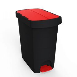 Κάδος Απορριμάτων 9lt Πλαστικός 18.5x27.5x31cm Επαγγελματικός/Οικιακός 1.12kg με Πεντάλ και Καπάκι Πεταλούδα PELICAN Μαύρο - Κόκκινο