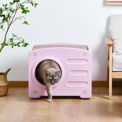 VESTA Σπίτι Γάτας Πλαστικό με Ονυχοδρόμιο 56x41.7x46.2cm Ροζ-Λευκό