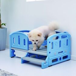 VESTA Κρεβάτι Σκύλου-Γάτας 102x70.5x45cm με 2 Ταΐστρες Σκαλοπάτι 9.69kg Μπλε