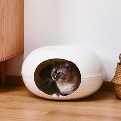 VESTA Σπίτι Γάτας με Στρωματάκι 51x22x28cm Πλαστικό ELLIPSE 1.77kg Λευκό
