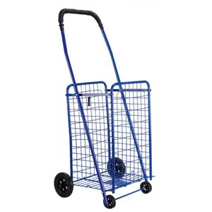 Καρότσι Λαϊκής Μεταλλικό 60lt 54x47x96cm Πτυσσόμενο 4.1kg Αντοχή Bάρους 35kg με 2+2 Ρόδες Μπλε