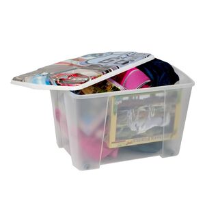 ARTPLAST Ιταλίας Κουτί Αποθήκευσης 56x39x35cm Πλαστικό 55lt Διάφανο Decor ROUTE 66