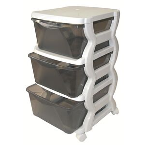 BAMA Ιταλίας Πλαστική Συρταριέρα 36x40x62cm 3όροφη Λευκό-Γκρι με Ρόδες GROUP