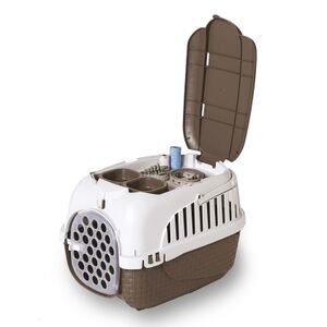 Κλουβί Μεταφοράς Κατοικιδίου 52x33x34cm με Χώρο Αποθήκευσης Καφέ-Λευκό BAMA Ιταλίας