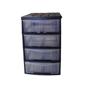 BAMA Ιταλίας Συρταριέρα Πλαστική Mini 17x25x27cm Γραφείου Ανθρακί με Διάφανα Συρτάρια