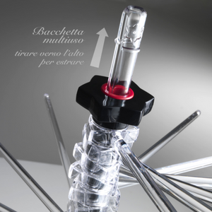 MARCATO Ιταλίας Στεγνωτήρι Ζυμαρικών Design με 16 Ράβδους MAX Αντοχή 2kg Βάση Αλουμινίου-Πλαστικοί Ράβδοι Διάφανο