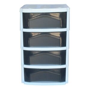 BAMA Ιταλίας Πλαστική Συρταριέρα 30x40x51cm 4όροφη Γραφείου με Ρόδες Λευκό-Διάφανο