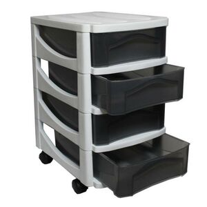 BAMA Ιταλίας Πλαστική Συρταριέρα 30x40x51cm 4όροφη Γραφείου με Ρόδες Λευκό-Διάφανο