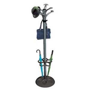 BAMA Ιταλίας Καλόγερος Μεταλλικός 45x35x170cm με 6 Πλαστικούς Γάντζους και Υποδοχές για Τσάντες και Ομπρέλες Ανθρακί