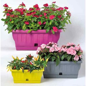 BAMA ITALY Ζαρντινιέρα Decor 30cm/40cm/50cm με Αυτοποτιζόμενο Πιάτο Πλαστική Κεραμιδί NATURA