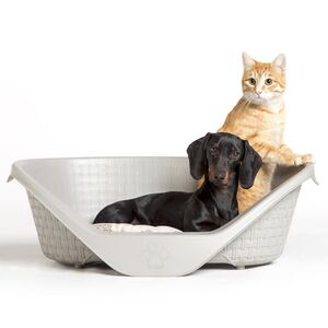 Κρεβάτι Σκύλου-Γάτας 110x77.5x36.5cm RATTAN με Σύστημα Αερισμού Γκρι BAMA Ιταλίας