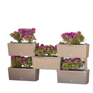 BAMA ITALY Σύνθεση από Ζαρντινιέρες - Σετ 5 τεμαχίων 59x23x27cm (x5) Πλαστική 75lt Καφέ