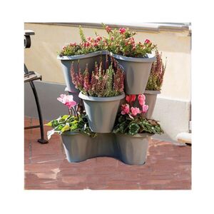 BAMA ITALY Σετ 3 Γλάστρες Σύνθεσης Ø40x16cm 30lt Πλαστική Γκρι 1.08kg TRIFOGLIO