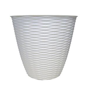 Κασπώ Στρογγυλό Πλαστικό με Σχέδιο Ψάθα Λευκό BAMA Ιταλίας