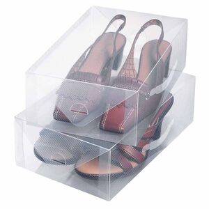 ORDINETT Ιταλίας Θήκη Υποδημάτων 30x18.5x9.5cm 5.3lt Πολυπροπυλένιο Βάρος 0.27kg Σετ 2 Τεμαχίων SHOE BOXES TOP CLASS WHITE Διάφανο