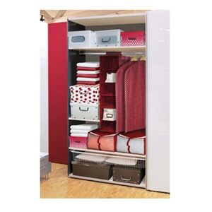 ORDINETT ITALY Κρεμαστή Θήκη Οργάνωσης Ρούχων 33x33x120cm TNT 0.55kg BORDEAUX ORGANIZER 5 Μπορντό Πουά