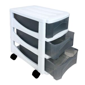 Πλαστική Συρταριέρα 30x40x40cm Γραφείου 3όροφη με Ρόδες Λευκό-Διάφανο BAMA Ιταλίας